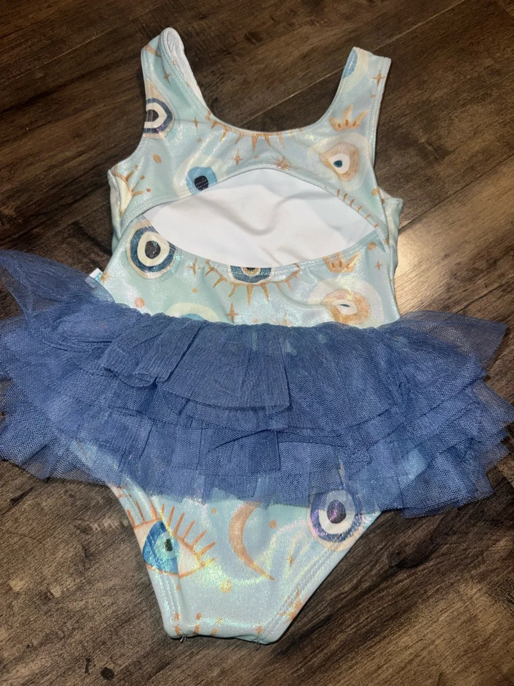 Posh Peanut Fiona Evil Eye Tutu Swimsuit 2T Mint Blue